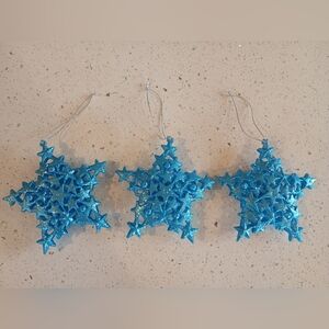 Blue Glitter Star Ornaments Set Of 3!💙⭐